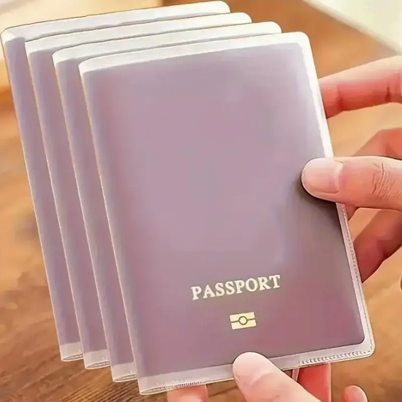 6pcs housse de protection pour passeport transparente givrée, étui pour documents imperméable en pvc
