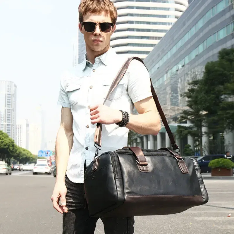 sac de sport en cuir pu pour hommes sacs de sport polochon voyage bagages fourre-tout sacs à main pour homme fitness hommes voyage sac à bandoulière sac de voyage