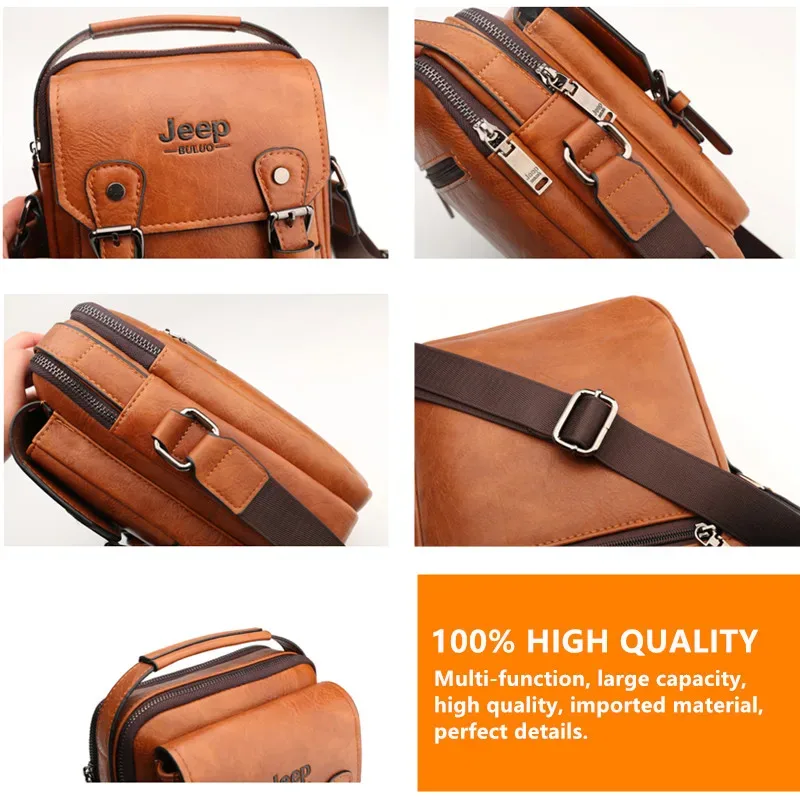 sacs pour hommes de marque jeep, sacs à bandoulière en cuir de haute qualité, marron et noir, pour affaires et loisirs, sacs à main pour ipad de 7.9 pouces