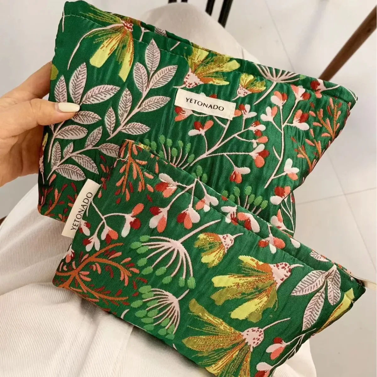 l/m/s rétro sacs de maquillage à fleurs femmes sac à cosmétiques grande capacité pochette de maquillage organisateur de voyage trousse de toilette pochette extérieure