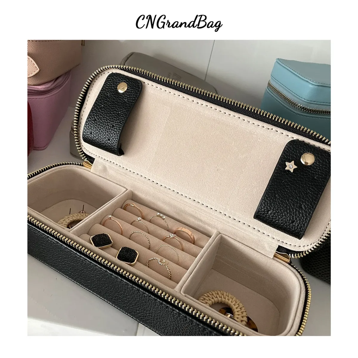 sac à cosmétiques personnalisé en cuir pu pour femmes, trousse de maquillage de voyage avec étui de rangement de bijoux, pochette de voyage 2 en 1 pour dames