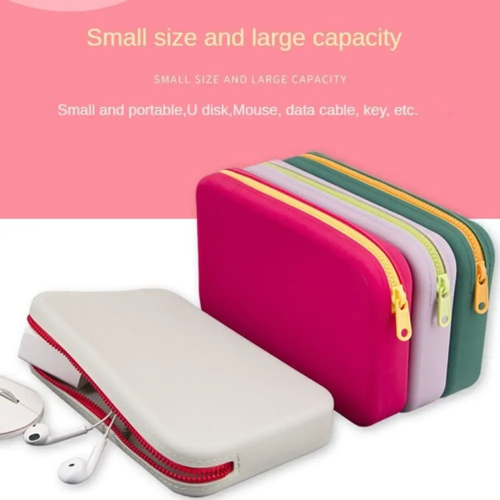 sac de rangement pour cosmétiques avec fermeture éclair, carré en silicone, grande capacité, poudres de maquillage, porte-pinceau de maquillage étanche