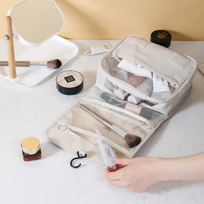 sac de maquillage de voyage, organisateur de produits de toilette imperméable, de haute qualité, pour femmes, neceser, crochet de salle de bain, pochette de lavage, crochet, sac de rangement pour maquillage