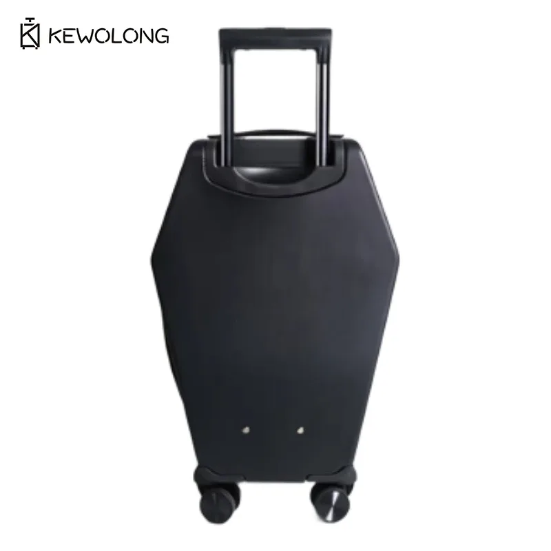 valise rigide motif croix gothique 3d en relief, design cercueil, résistante aux rayures, avec serrure tsa et roues multidirectionnelles