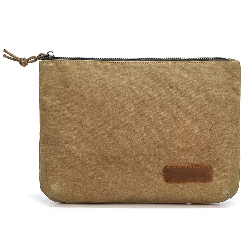 pochette zippée en toile cirée rétro et minimaliste, trousse de toilette personnalisée, trousse à crayons zippée, organisateur polyvalent, sac pour homme