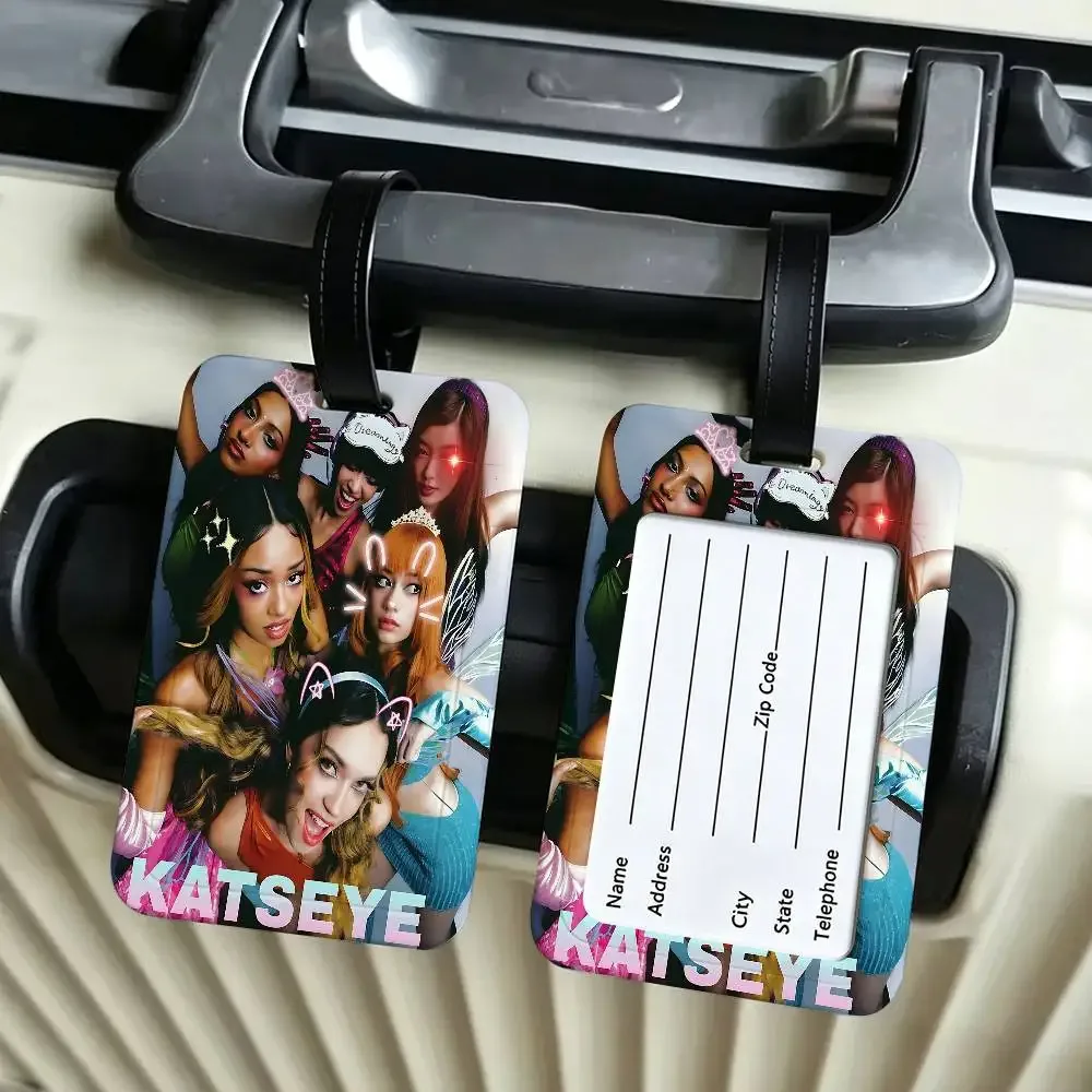 k-katseye singer étiquette de bagage légère en pvc anti-perte avec pochette amovible pour carte d'information, accessoire de voyage pour sac à dos