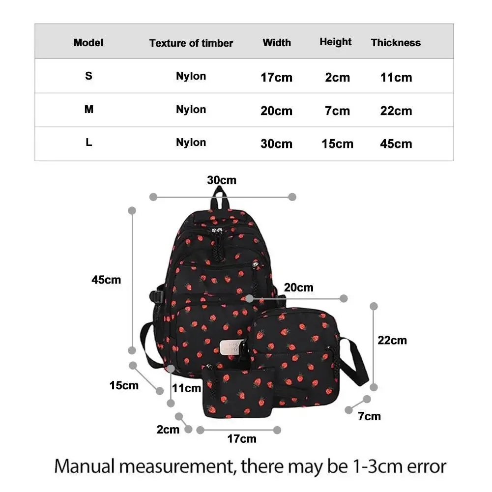 sac dos nylon rose fraises blanc grand capacité étudiant accessoires poche organisateur voyage université