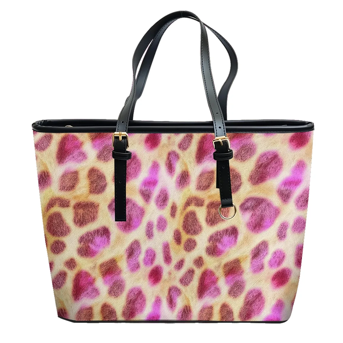 sac à bandoulière en cuir oxford pvc imprimé multicolore en fourrure de léopard urbain, fourre-tout de voyage léger avec fermeture éclair, sac à main de week-end pour le travail quotidien