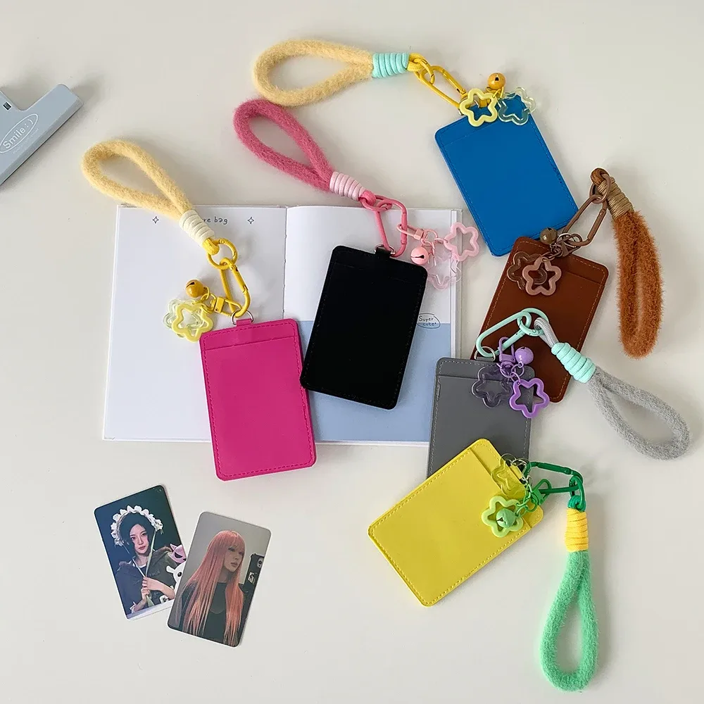 porte-cartes en corde suspendue 3 pouces, couleur unie, mode coréenne y2k, sac de rangement pour idole de fille mignonne, sac à dos pour étudiant, pendentif, porte-clés