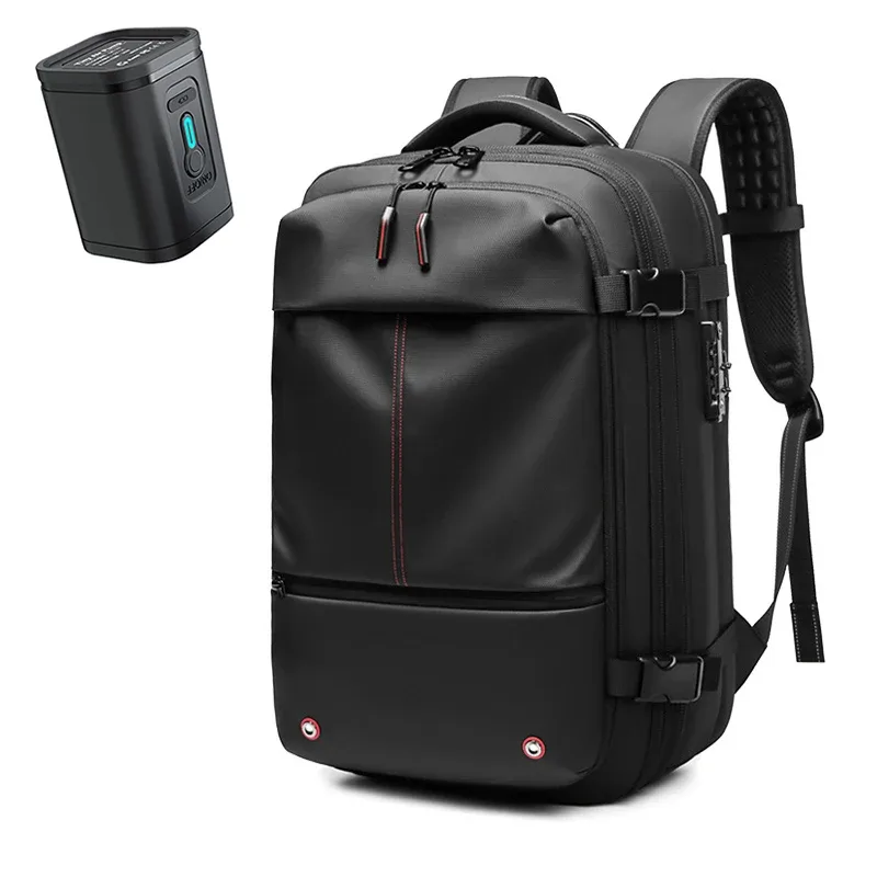 sac à dos de voyage pour hommes, sac à dos à compression sous vide pour ordinateur portable de 17 pouces, sac à dos d'affaires de grande capacité, sac à dos d'école extensible pour randonnée