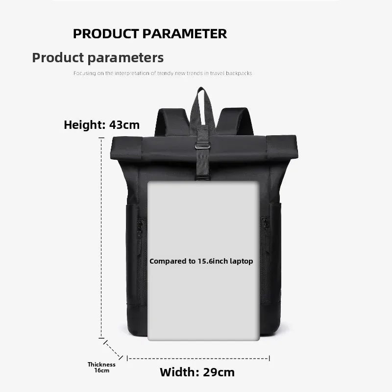 nouveau sac à dos tendance en nylon, tissu résistant à l'usure, sac pour ordinateur portable de 16 pouces, grande capacité pour les voyages d'affaires, les déplacements et les loisirs