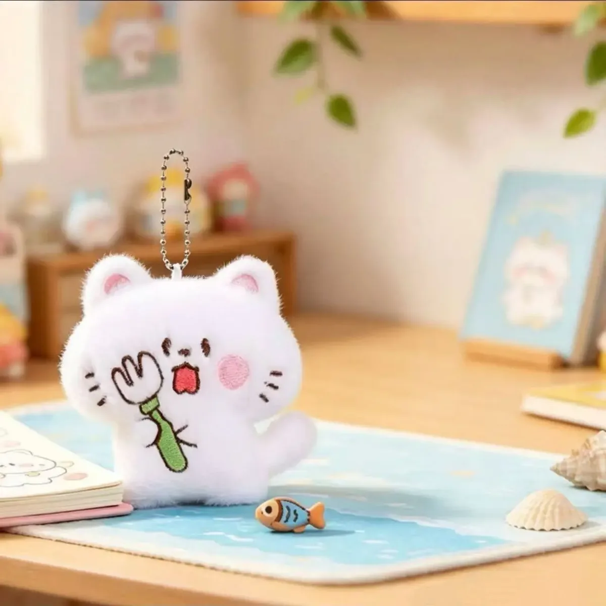 porte-clés en peluche chat mignon – breloque de sac à dos en fourrure douce et accessoire de sac pour filles et adultes