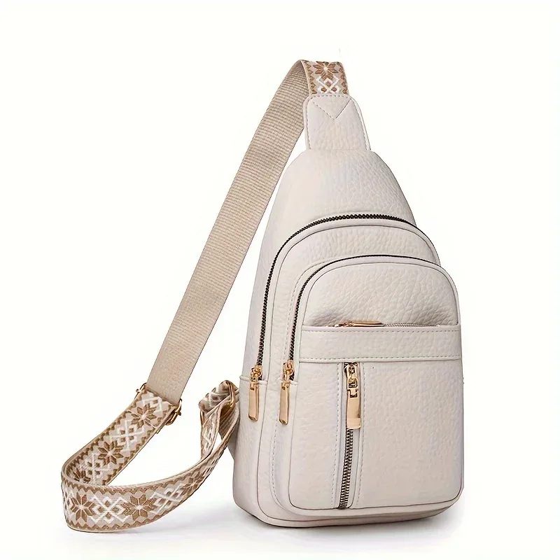 sac à bandoulière rétro chic en cuir pu souple, multifonctionnel, plusieurs poches à fermeture éclair, polyvalent pour les loisirs et le dehors