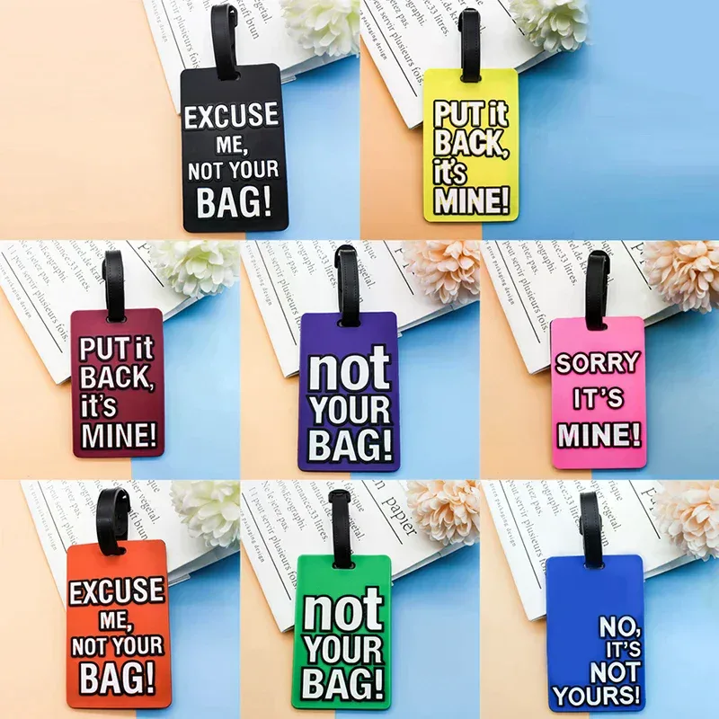 étiquettes de bagage en silicone, lettre créative, pas votre sac, accessoires de voyage, valise, style dessin animé, mode, portable, 2022