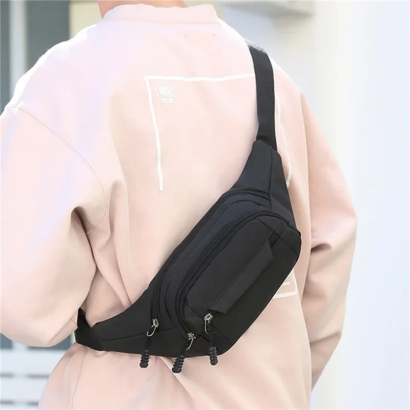 sac banane de taille unisexe pour hommes, sac de poitrine étanche, sac de sport de plein air, pochette en toile, pochette banane à bandoulière