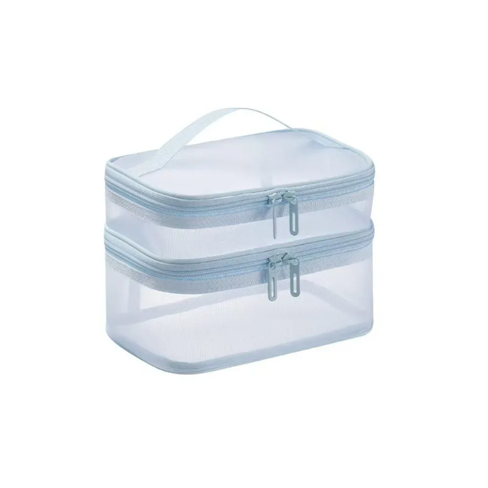 sac de rangement pour cosmétiques de voyage en maille transparente, trousse de toilette à 2/3 couches, sac de rangement de maquillage de grande capacité, salle de sport et natation