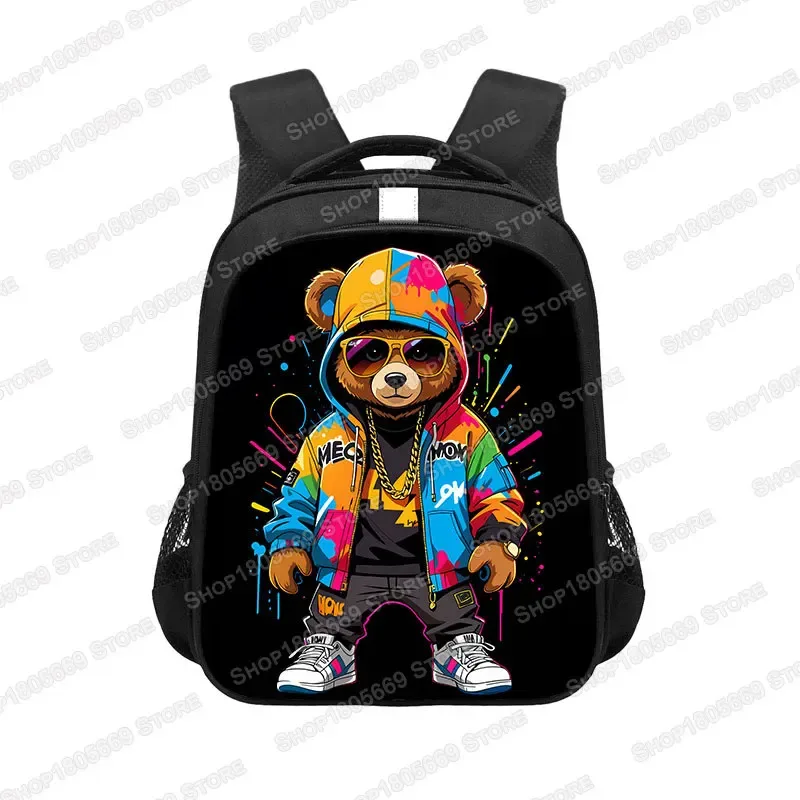 sac à dos kawaii graffiti bear print pour enfants, sac à dos de voyage pour adolescents, hip hop, sacs d'école pour enfants, cadeau pour enfants de 3 à 18 ans, 14 po, 16 po