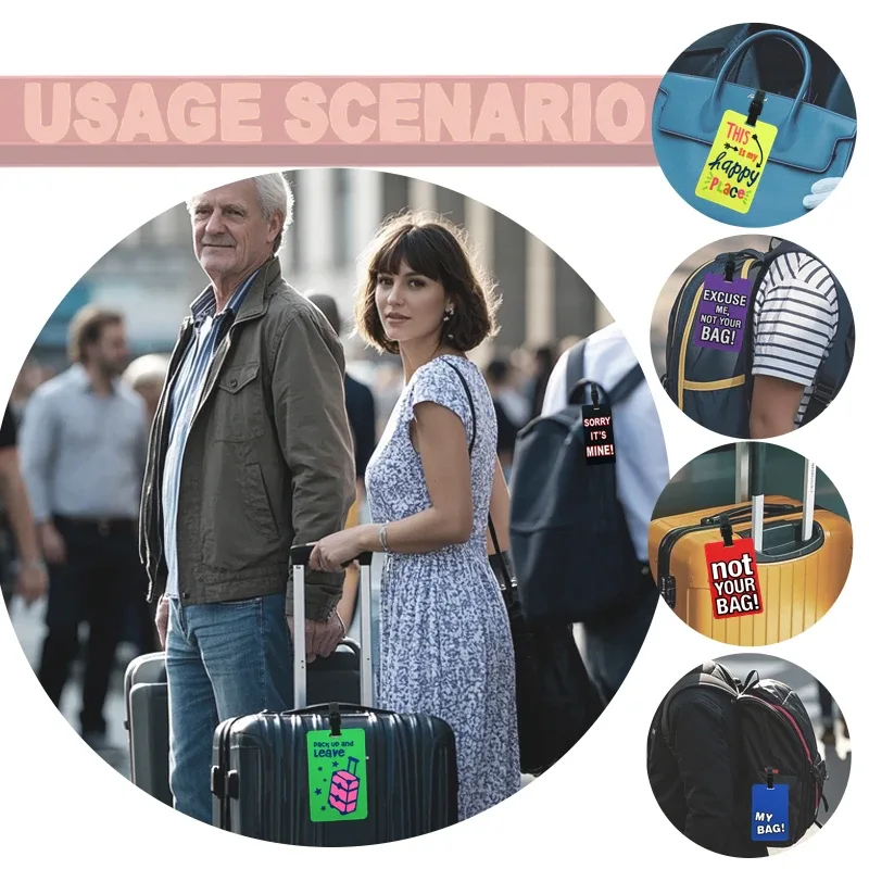 étiquettes de voyage portables en gel de silice, accessoires de voyage, étiquettes de valise, nom, identification, adresse, étiquette d'embarquement pour bagages, 1/7 pièces