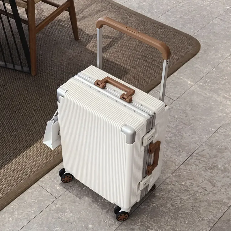 nouvelle valise trolley large grande capacité 20/24/26 pouces avec cadre en aluminium abs+pc, bagage cabine à roulettes