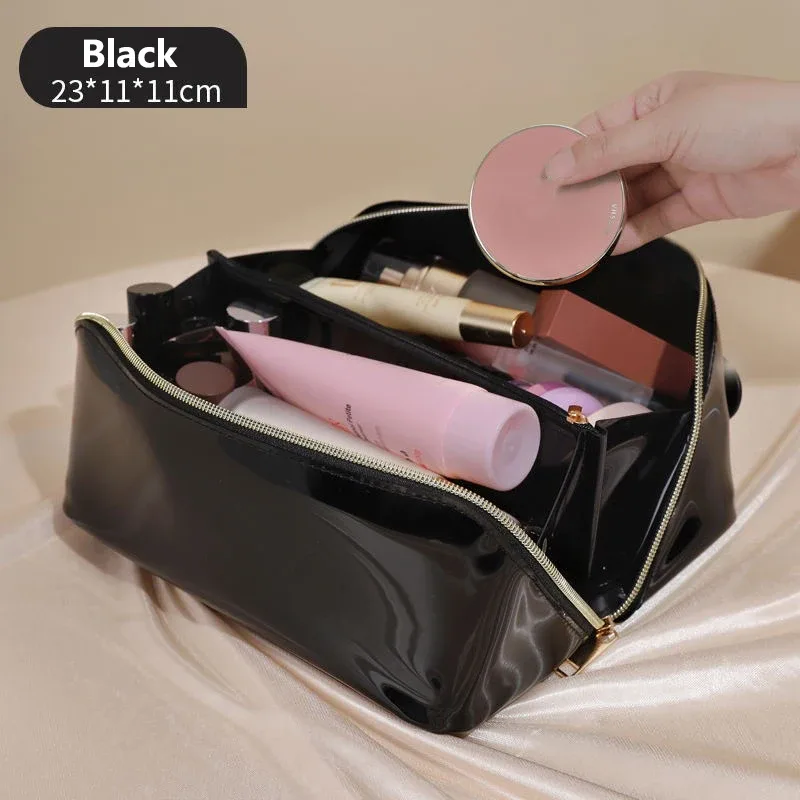 sac de maquillage transparent pour femmes, oreiller de grande capacité, organisateur de voyage, rangement de toilette, sac de toilette portable pour dames, sacs à cosmétiques à fermeture éclair