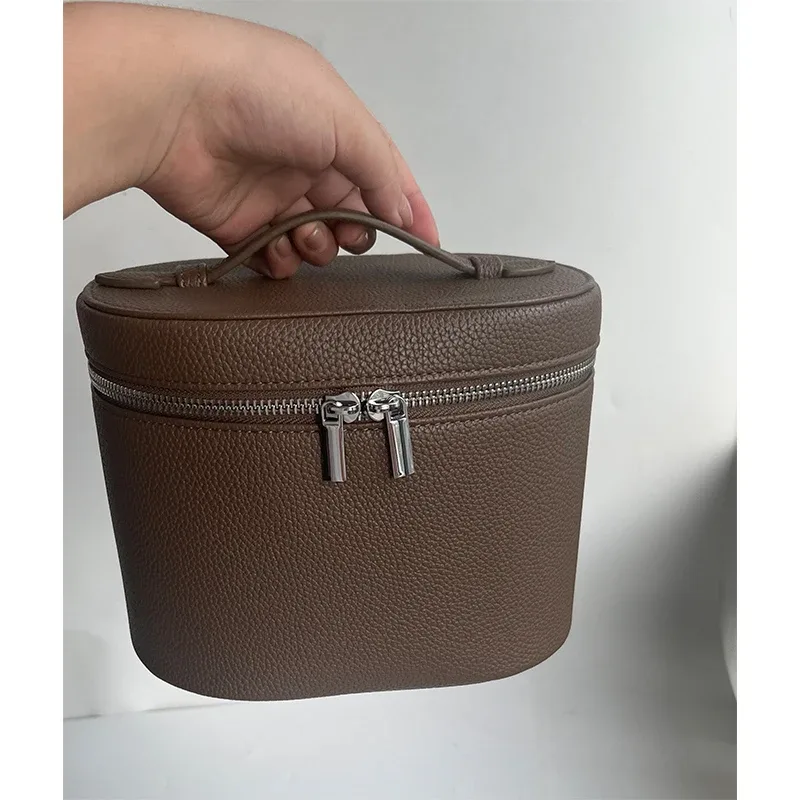 nouvelle trousse de maquillage ronde en cuir pu personnalisable, sac de rangement portable pour rouge à lèvres et soins de la peau avec compartiments