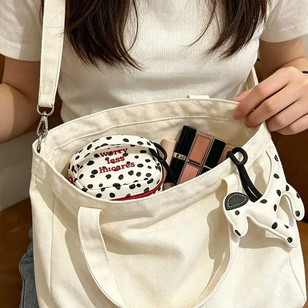 Sac de maquillage multifonctionnel à pois, avec fermeture éclair, organisateur à fermeture éclair, petite pochette cosmétique pour femmes et filles