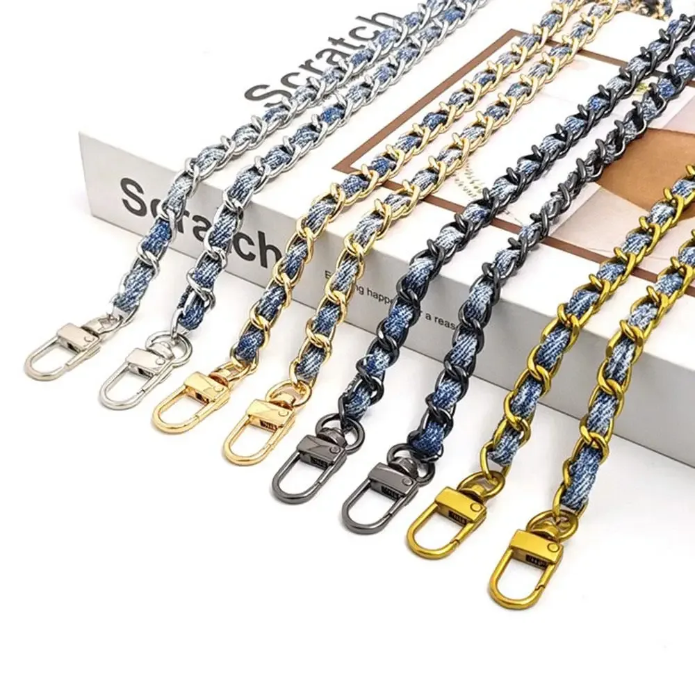 120cm sac breloques chaîne métal aluminium sac chaîne tressé denim sac à bandoulière sangle de remplacement épaule sac à main bricolage sangles 