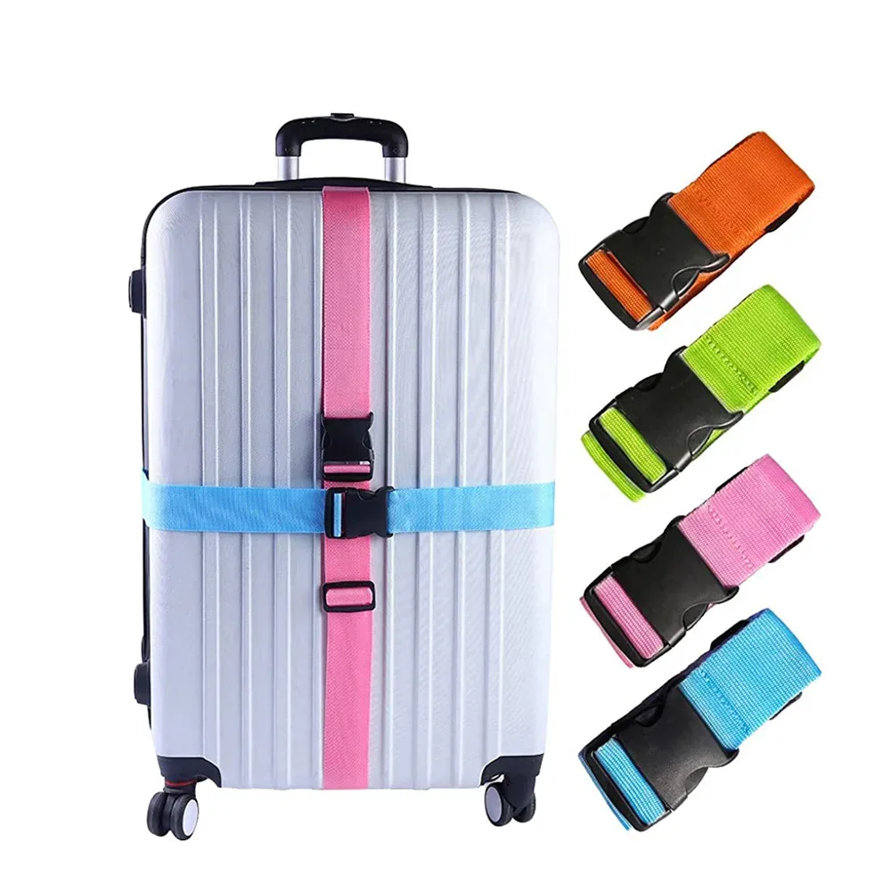 Ceinture Bagage Polyester Boucle Fermeture Rapide Couleur Noire Rose Bleu Vert Gris Accessoire Voyage