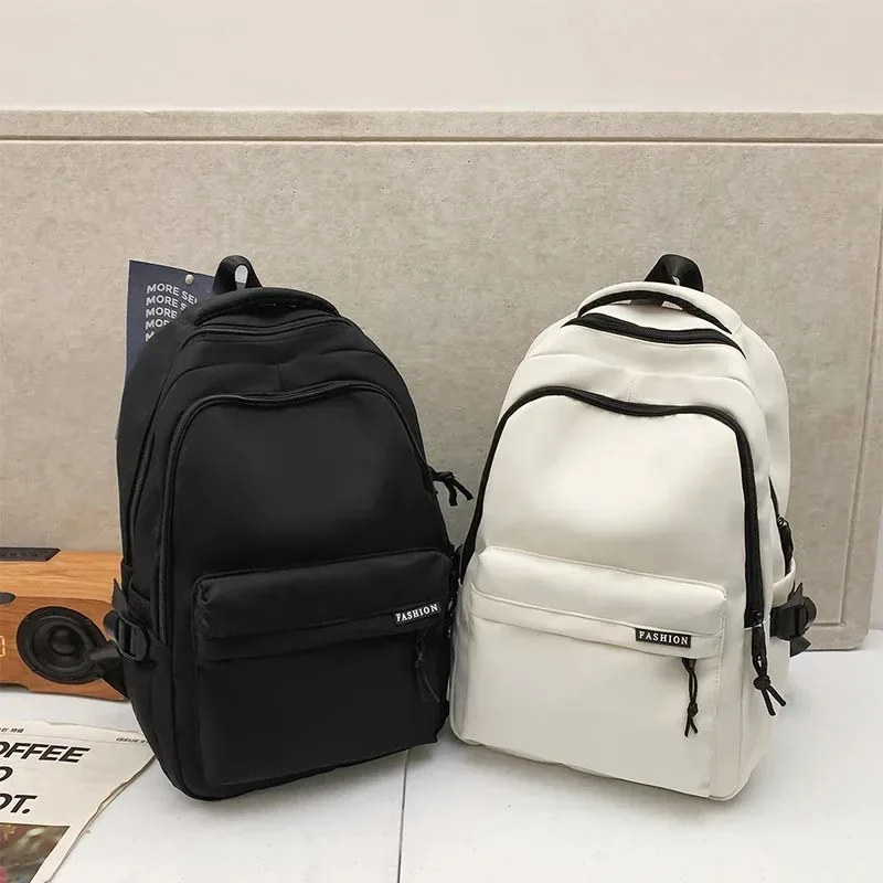 Sac à dos d'étudiant de grande capacité, couleur unie, simple, noir, pour collégiens et lycéens, sac à dos de voyage