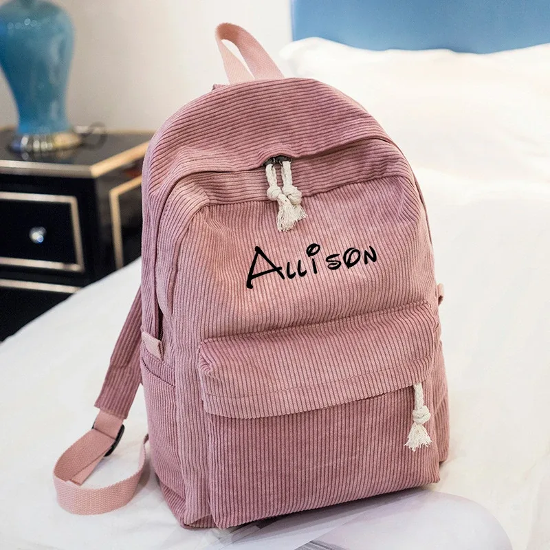 sac à dos personnalisé en velours côtelé, sac à dos décontracté unisexe classique pour campus, sac à main ultra doux portable