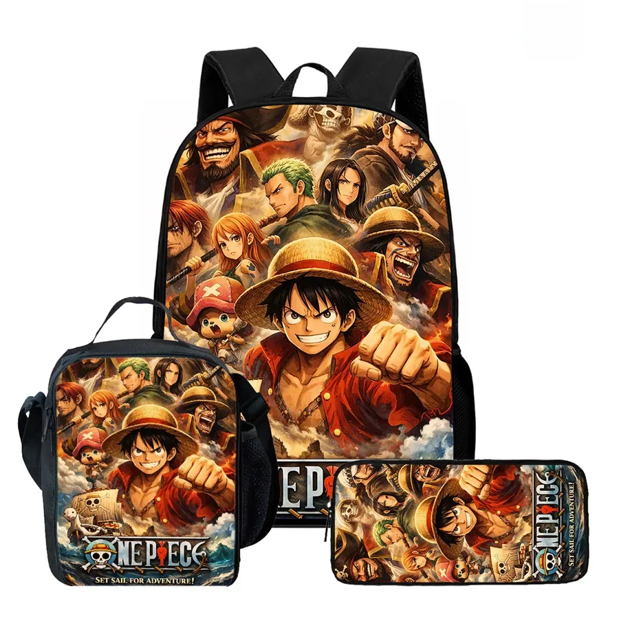 sac dos polyester dessin animé noir motifs personnages animés format 20 35 litres poche ouvrante sangles ajustables usage scolaire voyage