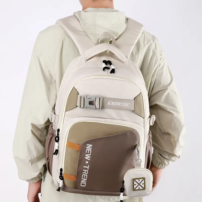 sac à dos décontracté tendance et cool, polyvalent pour étudiant, cartable simple avec lettres imprimées, style coréen, grande capacité, sacs de voyage en plein air