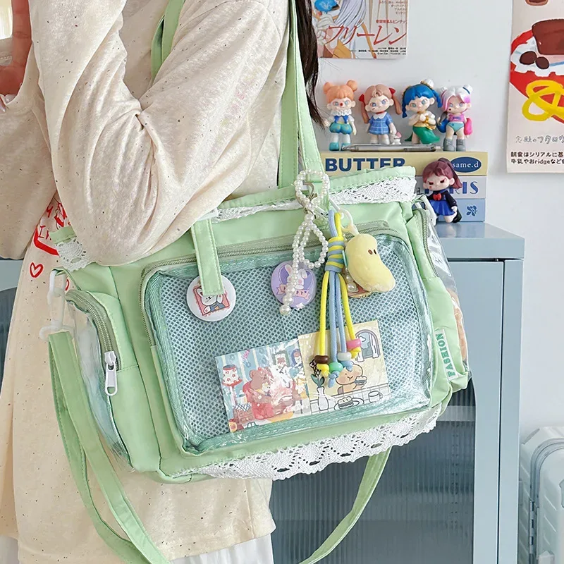 sac messager preppy de style japonais avec nœud mignon, sac à bandoulière anime pour filles douces jk, fourre-tout
