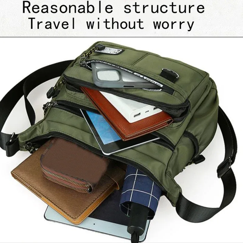sac d'affaires multi-poches durable, sac à bandoulière pour hommes et femmes, sac à main d'affaires décontracté avec plusieurs compartiments