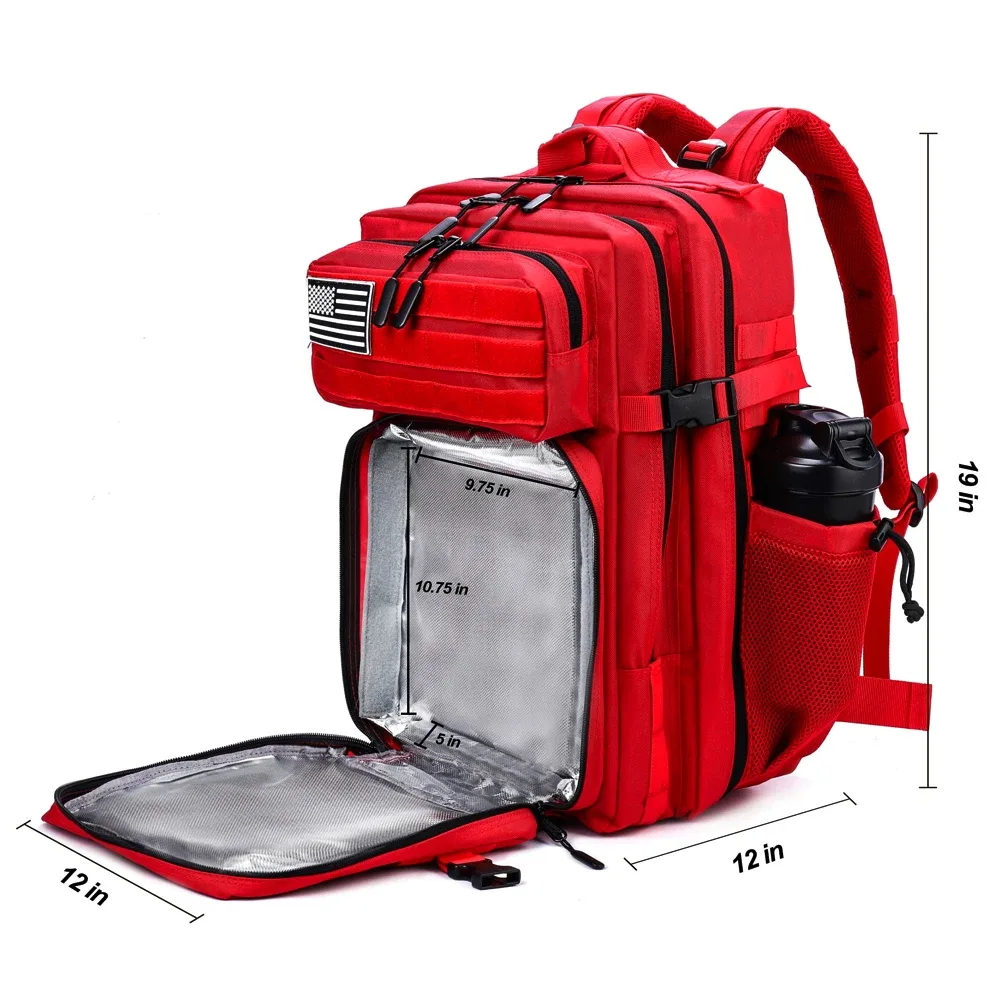 sac dos rouge bandes noires poche latérale bretelles ajustables compartiments multiples oxford université imperméable usage sport voyage