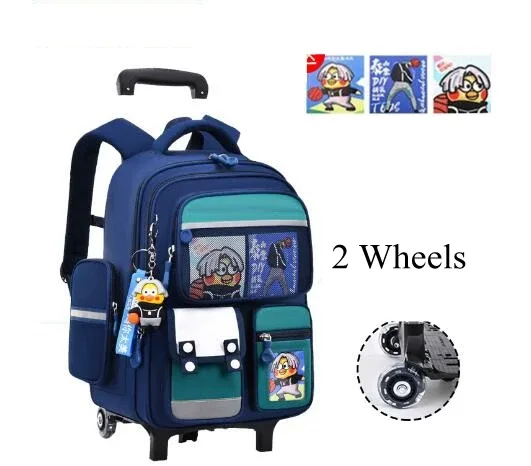 sac à dos d'école à roulettes pour filles et enfants, 17 pouces, 6 roues, sac à livres d'école primaire, sac à bagages à roulettes, sac à dos de chariot scolaire