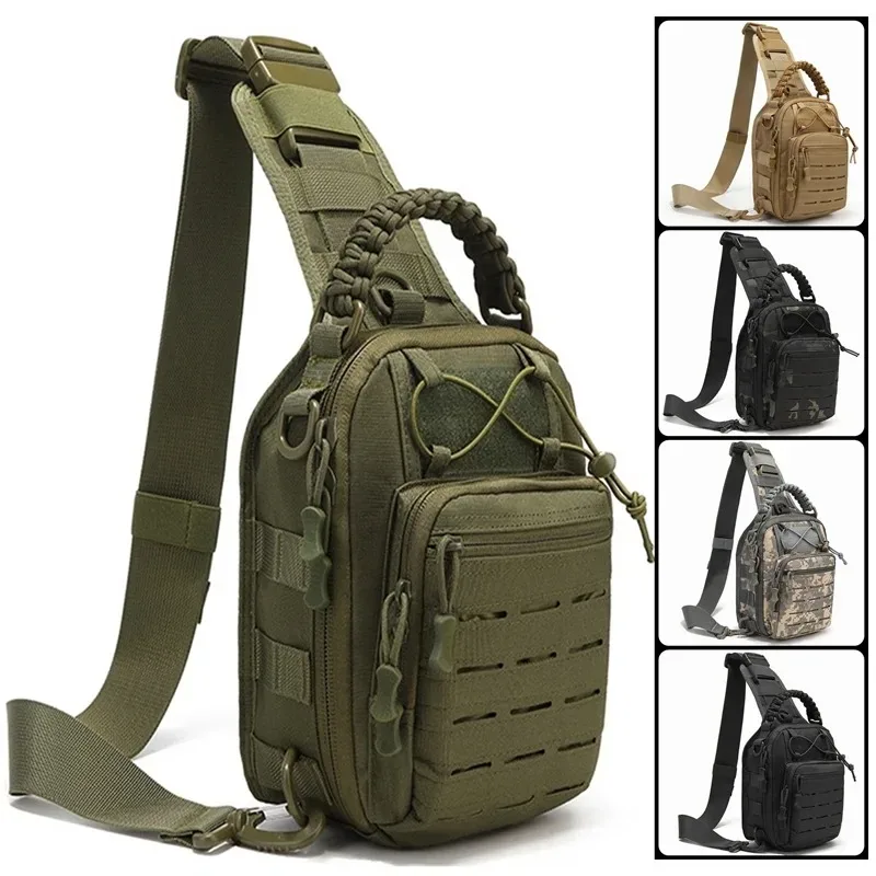 sac de poitrine en plein air pour hommes, sac à bandoulière tactique, sac à dos à bandoulière 900d oxford montagne camping pêche trekking molle mi
