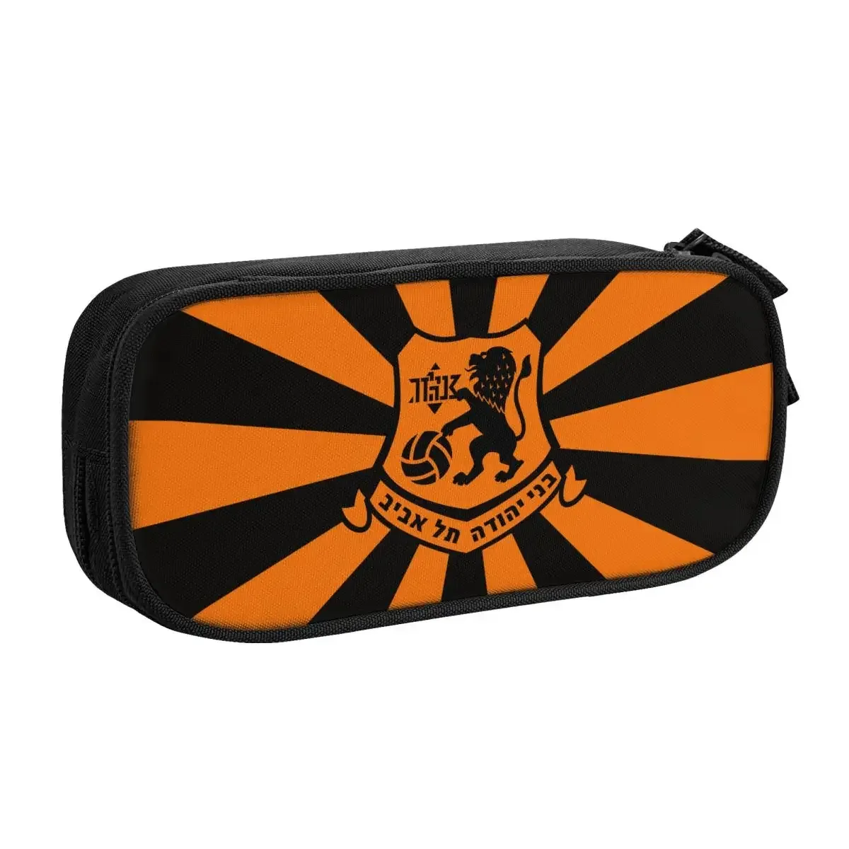 pochette rangement polyester motif lion lettre hébraïque orange noire voyage fournitures scolaires cosmétiques organise stockage grande capacité multiusage