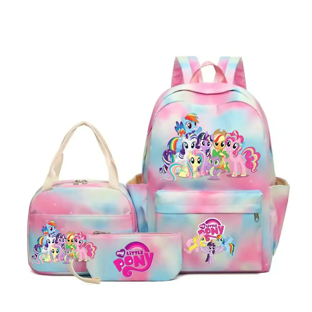 sac à dos my little pony, ensemble de 3 pièces, sac d'école pour étudiants, trousse à crayons, sac à dos de voyage pour adolescents, sac à dos décontracté pour ordinateur portable, mochilas