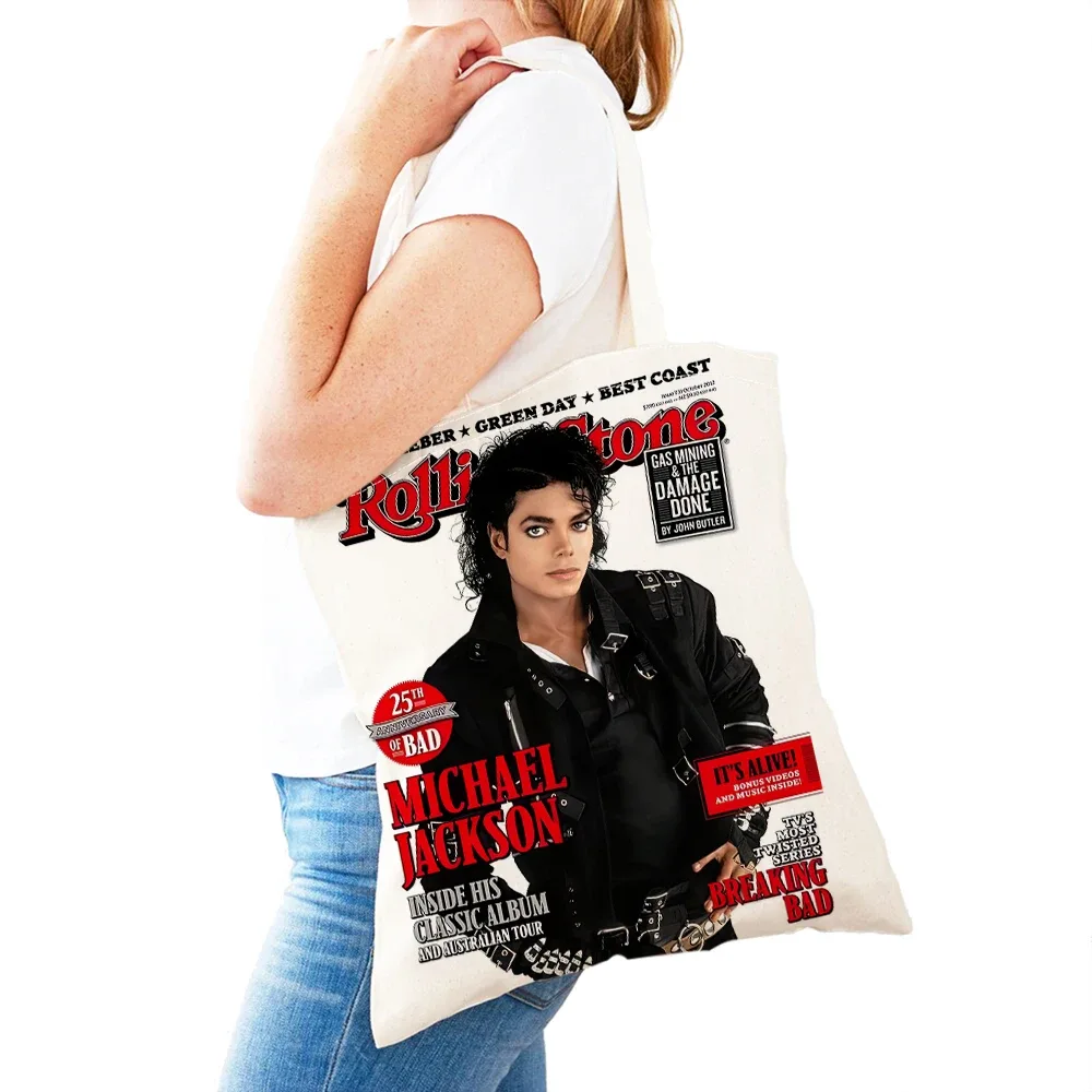 sacs à main michael jackson lady, double impression, super star, sac fourre-tout pour femme, léger, album, sac à main pour fille