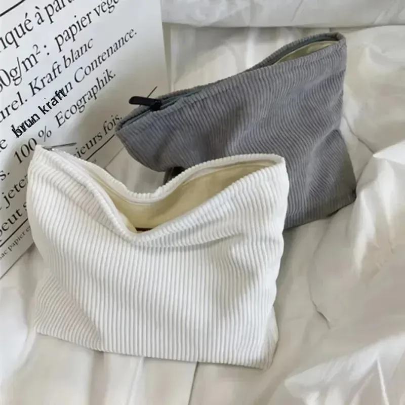 sac à cosmétiques de voyage en velours côtelé, sac de rangement de maquillage portable, sacs à main pour femmes, grande capacité, fermeture éclair, organisateur de maquillage, pochette de rangement