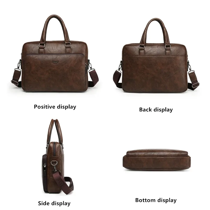 jeep buluo – sac à main en croûte de cuir pour hommes, sac d'affaires de grande capacité pour ordinateur portable 14 pouces, porte-documents de bonne qualité