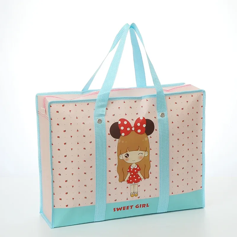 sac de rangement de couette non tissé de dessin animé portable, grande capacité, étanche, voyage, shopping, organisateur de jouets gt, sac plié