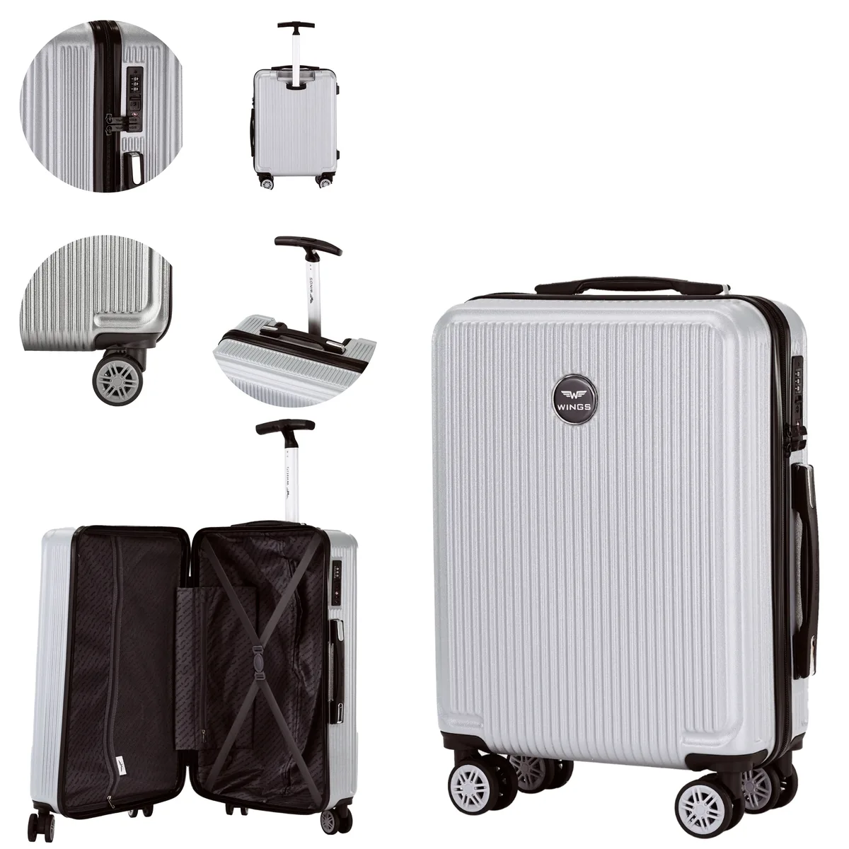 valises au choix : s, m, l — 20'', 24'', 28'' ; valises cabine wings pour wizz air, ryanair et lot ; légères, spacieuses et durables, en polycarbonate à 100 % avec serrure tsa.