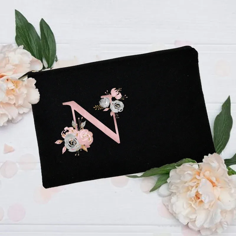 trousse de maquillage personnalisée avec nom initial, trousse à cosmétiques de mariée, pochette de toilette monogramme en toile, cadeaux pour demoiselle d'honneur, sacs de maquillage