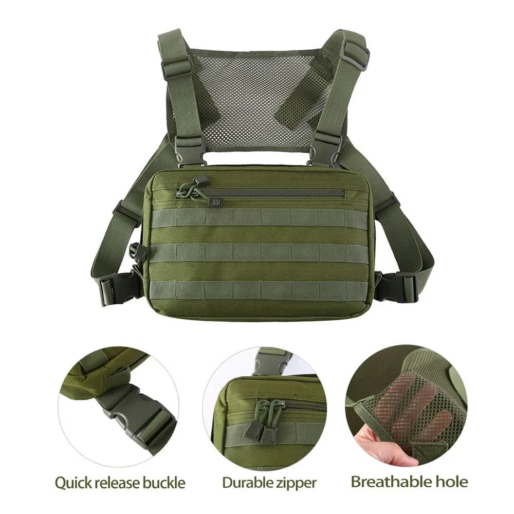 sac de poitrine tactique polyvalent pour l'extérieur, gilet à bandoulière, sac à dos, rangement étanche pour la chasse en plein air