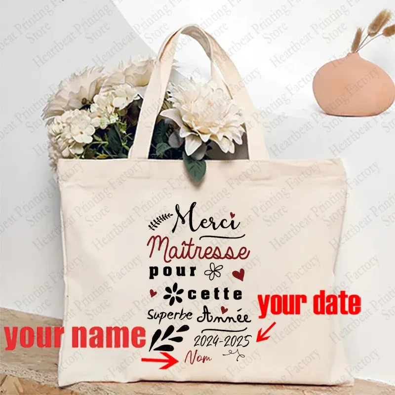 sac fourre-tout d'appréciation floral personnalisé pour enseignants avec nom personnalisé - sac à bandoulière cadeau éducatifs cadeaux de fin de l'année scolaire