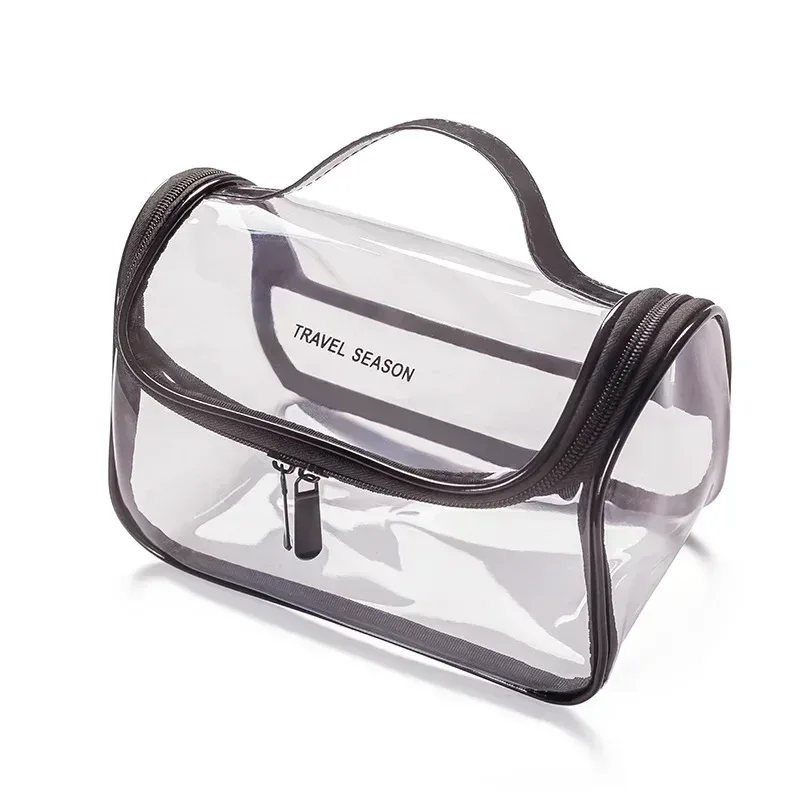 sac à cosmétiques de maquillage transparent, pochette de toilette de voyage portable, pochette transparente étanche, rangement, kit de lavage de voyage à domicile