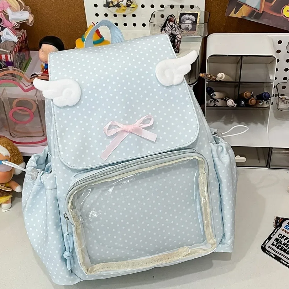 dot imprimer mochilas mujer doux arc épissé mochila cordon poches sac adolescentes sac à dos nouveaux ins sacs pour femme