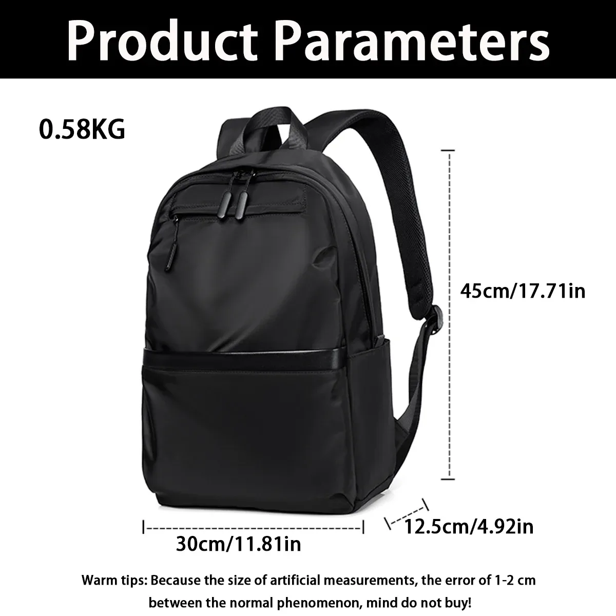Sac Dos Oxford Université Polyester Noir Compartiment Ordinateur Portable Poche Limon Bandoulière Arquée Décontracté Solide